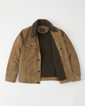 【送料無料】【新品】アバクロ【Mensメンズ】裏ボア コーデュロイジャケット/Khaki【Sherpa-Lined Corduroy Jacket】【Abercrombie&Fitch】【本物保証】