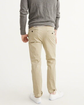 ◆【送料無料】【新品】アバクロ【Mensメンズ】ストレッチ スリムストレートチノパンツ（コットンパンツ）/Khaki【Slim Straight Stretch Chino Pants】【Abercrombie＆Fitch】【本物保証】