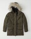 Abercrombie＆Fitch (アバクロンビー＆フィッチ) 正規品 フェイクファー フード付きダウンジャケット (Faux Fur Hooded Puffer) レディース (Olive) 新品の商品画像