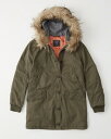 Abercrombie＆Fitch (アバクロンビー＆フィッチ) 正規品 ファーフード付ミリタリージャケット (Twill Parka) レディース (Olive Green) 新品