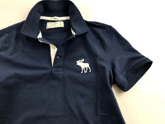 Abercrombie＆Fitch (アバクロンビー＆フィッチ) 正規品 鹿の子半袖ポロシャツ (Icon Polo) メンズ (Navy Blue) 新品 日本未発売