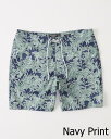 Abercrombie＆Fitch (アバクロンビー＆フィッチ) ライナー付き ストレッチ ボードショーツ (水着) (Classic Boardshorts) メンズ (Navy Print) 新品 (Mid-Length)