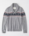 アバクロンビー＆フィッチ Abercrombie＆Fitch (アバクロンビー＆フィッチ) ショールカラー ノルディック セーター(ニット) (Shawl Collar Sweater) メンズ (Grey Pattern) 新品