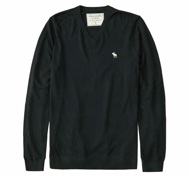 Abercrombie＆Fitch (アバクロンビー＆フィッチ) Vネックセーター (Icon V-Neck Sweater) メンズ (Black) 新品