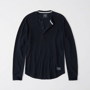 Abercrombie＆Fitch 正規品 (アバクロンビー＆フィッチ) ワッフル ヘンリーネック Tシャツ (長袖) (ロンT) (Waffle Henley) メンズ (Navy Blue) 新品