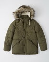 Abercrombie＆Fitch (アバクロンビー＆フィッチ) 取り外し可能ファー プリマロフトゴールド ウルトラシェルパダウン(Ultra Sherpa Puffer) メンズ（長袖）(Olive) 新品