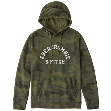 Abercrombie＆Fitch (アバクロンビー＆フィッチ) ロゴ刺繍アップリケ プルオーバーパーカー（フーディー）(Applique Logo Hoodie) メンズ(Olive Green Camo) 新品 日本未発売