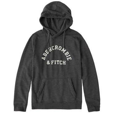 Abercrombie＆Fitch (アバクロンビー＆フィッチ) ロゴ刺繍アップリケ プルオーバーパーカー（フーディー）(Applique Logo Hoodie) メンズ(Dark Grey) 新品 日本未発売