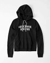 Abercrombie＆Fitch (アバクロンビー＆フィッチ)ロゴプルオーバーパーカー (フーディー) (Logo Hoodie) レディース (Black) 新品 その1