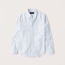 Abercrombie＆Fitch (アバクロンビー＆フィッチ) ムース刺繍 オックスフォードシャツ（長袖）(Icon Oxford Shirt) メンズ (Blue) 新品