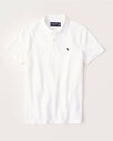 アバクロンビー&フィッチ Abercrombie＆Fitch (アバクロンビー＆フィッチ) 正規品 クラシック アイコン ストレッチ ポロシャツ (Classic Icon Strech Polo) メンズ (White) 新品