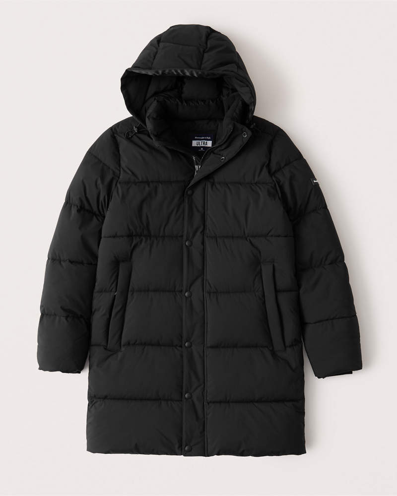 Abercrombie＆Fitch (アバクロンビー＆フィッチ) ロング ウルトラ ダウンジャケット (Long Ultra Puffer) メンズ (Black) 新品