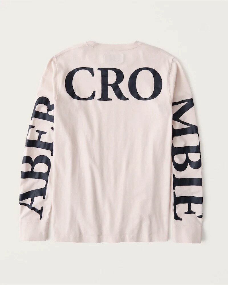  Abercrombie＆Fitch (アバクロンビー＆フィッチ) 正規品 バックロゴプリント 長袖Tシャツ (ロンT) (Long-Sleeve Exploded Back Logo Tee) メンズ (Light Pink) 新品 (softA&F)