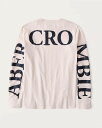 Abercrombie＆Fitch (アバクロンビー＆フィッチ) 正規品 バックロゴプリント 長袖Tシャツ (ロンT) (Long-Sleeve Exploded Back Logo Tee) メンズ (Light Pink) 新品 (softA&F)