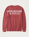 [エントリーでP最大13倍] Abercrombie＆Fitch (アバクロンビー＆フィッチ) 正規品 バックプリント 長袖Tシャツ (ロンT) (Long-Sleeve Exploded Back Logo Tee) メンズ (Red) 新品 (softA&F)