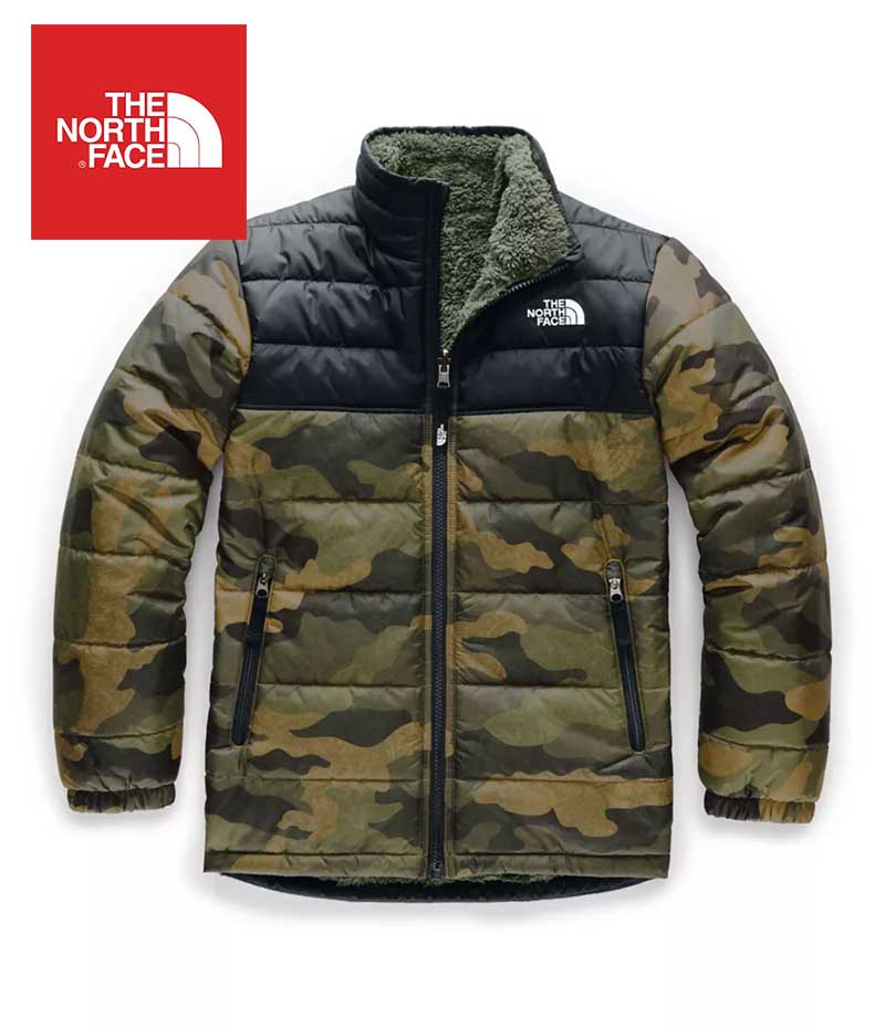  The North Face (ザ・ノースフェイス) USAモデル リバーシブル マウント ジャケット (Reversible Mount Chimborazo Jacket)キッズ (British Khaki Waxed Camo PRINT) 撥水加工 新品 EU/USAモデル 2023秋冬