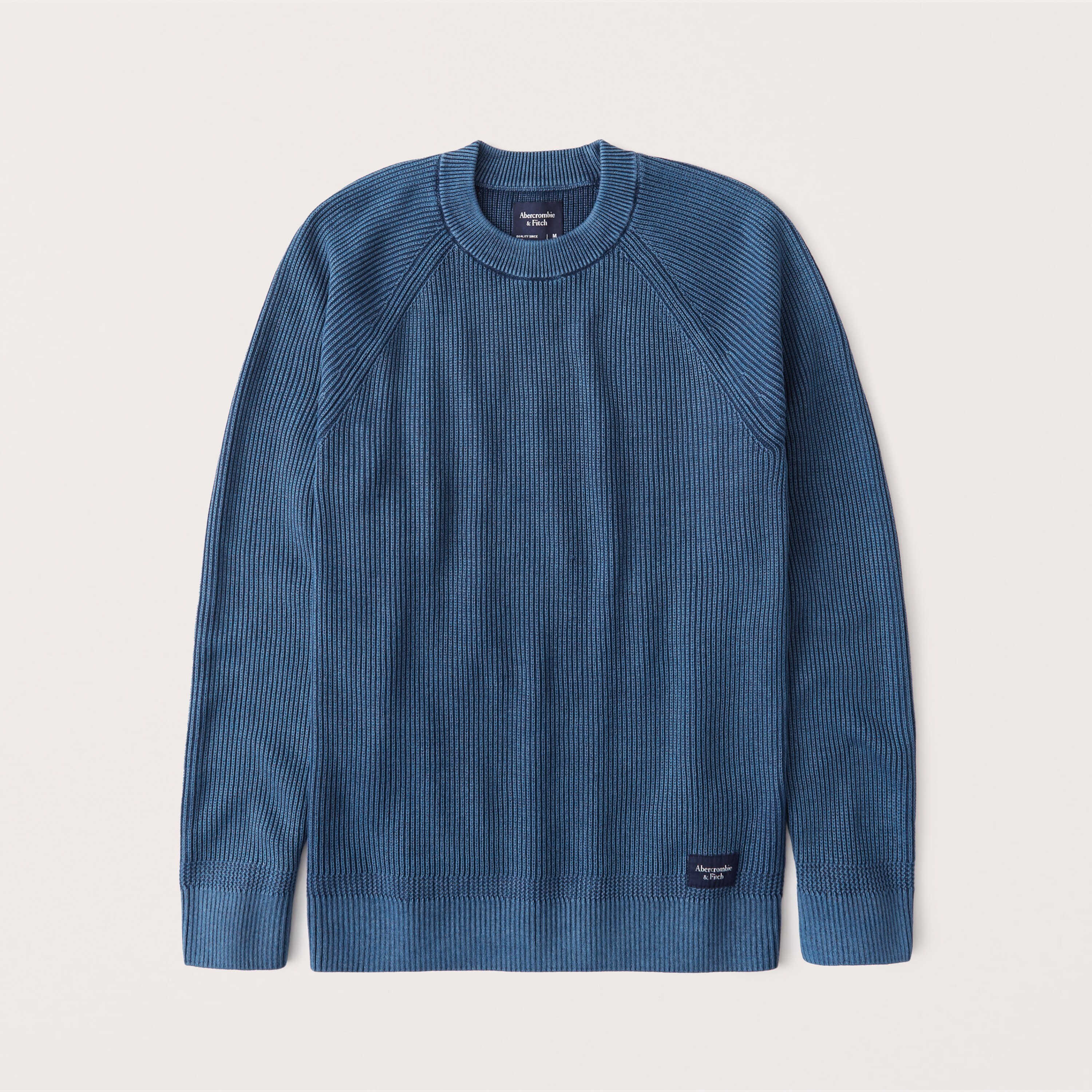 アバクロンビー＆フィッチ 【5/17 13時~エントリーでP20倍】 Abercrombie＆Fitch (アバクロンビー＆フィッチ)ラグラン コットン クルーネックセーター (ニット) (Garment Dye Wash Crew Sweater) メンズ (Blue) 新品