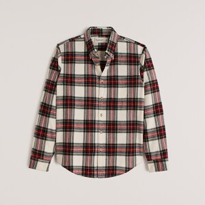 Abercrombie&Fitch (アバクロンビー&フィッチ) フランネルチェックシャツ (ネルシャツ)(Flannel Button-Up Shirt) メンズ (White Plaid) 新品 (softA&F)