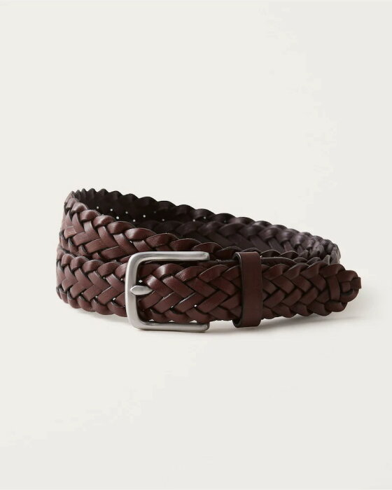 Abercrombie＆Fitch (アバクロンビー＆フィッチ) 編み上げレザーベルト (Braided Leather Belt) メンズ (Brown) 新品