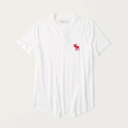 アバクロンビー&フィッチ Tシャツ メンズ Abercrombie＆Fitch 正規品 (アバクロンビー＆フィッチ) ビックムース ヘンリーネック半袖Tシャツ (Short-Sleeve Exploded Icon Henley) メンズ (White) 新品 (softA&F)