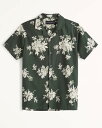 AbercrombieFitch (AoNr[tBb`)LvJ[ Vc (Short-Sleeve Camp Collar Button-Up Shirt) Y (Green Floral) Vi