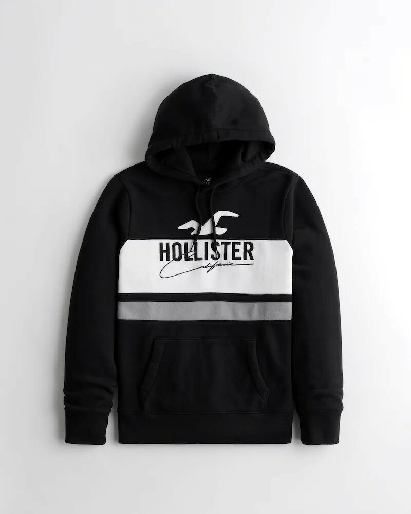 【5/17 13時~エントリーでP20倍】 HOLLISTER Co. (ホリスター) ロゴグラフィック プルオーバー パーカー (Logo Graphic Hoodie) メンズ (Black) 新品