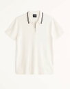 Abercrombie＆Fitch (アバクロンビー＆フィッチ) 正規品 コットン シルクブレンド ニット ハーフジップ ポロシャツ (Cotton Silk-Blend Knit Zip Polo) メンズ (Off White) 新品