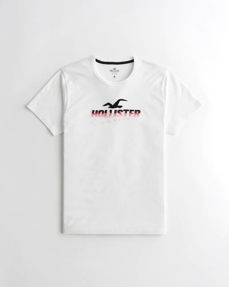 【簡単!!エントリーで必ずP10倍】 HOLLISTER Co. (ホリスター) ロゴグラフィックTシャツ(Logo Graphic Tee) メンズ (White) 新品