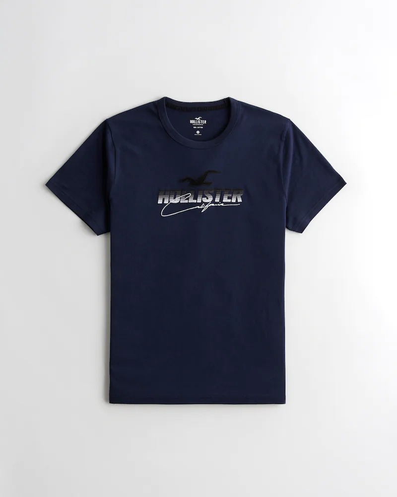 【5/23 14時~簡単!!エントリーで必ずP13倍】 HOLLISTER Co. (ホリスター) ロゴグラフィックTシャツ(Logo Graphic Tee) メンズ (Navy) 新品