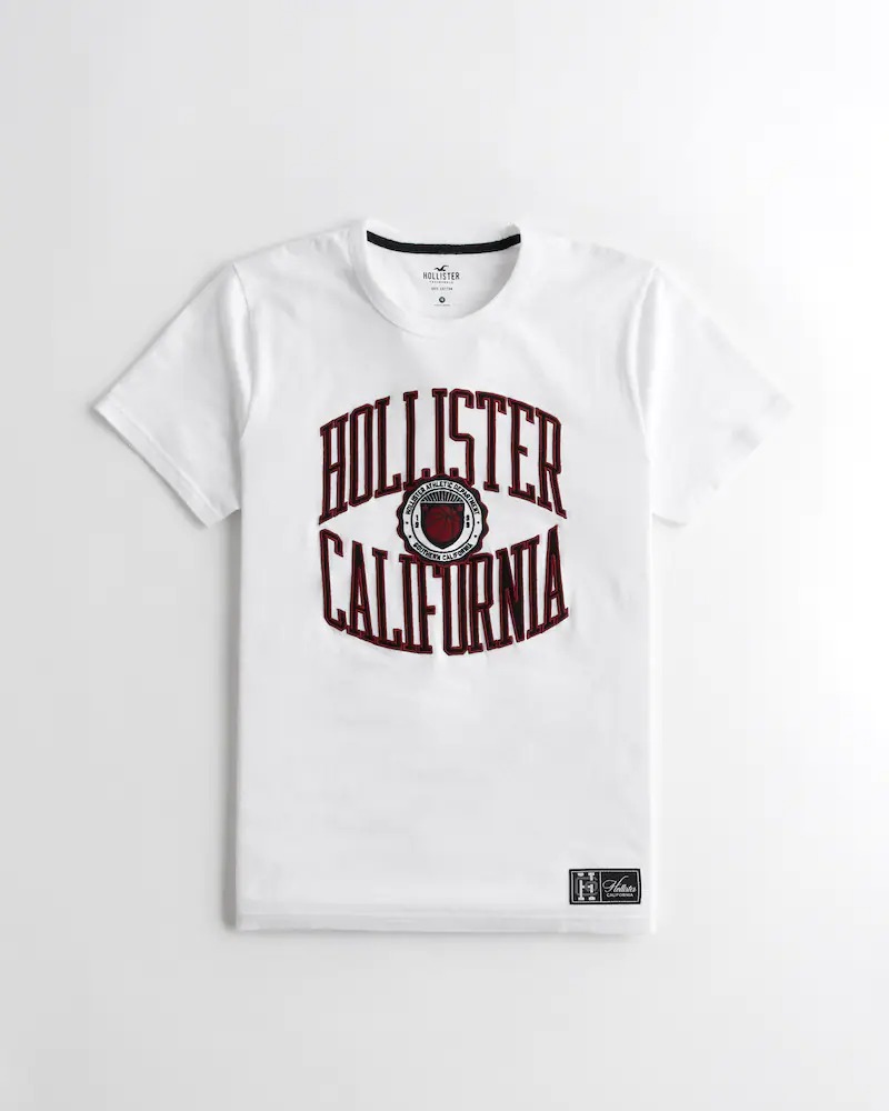 【5/23 14時~簡単!!エントリーで必ずP13倍】 HOLLISTER Co. (ホリスター) ロゴ アップリケTシャツ(Embroidered Logo Graphic Tee) メンズ (White) 新品