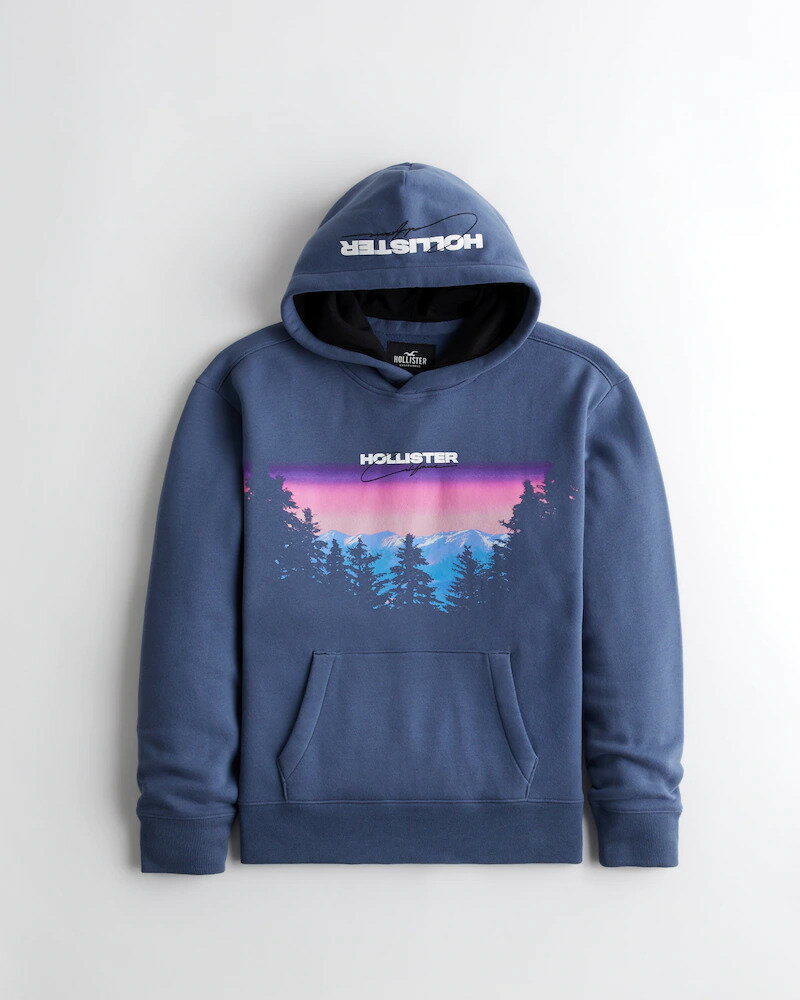 【5/17 13時~エントリーでP20倍】 HOLLISTER Co. (ホリスター) ロゴグラフィック プルオーバー パーカー (Logo Graphic Hoodie) メンズ (Light Navy) 新品