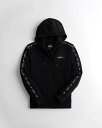 [4/16 全商品ポイント10倍］HOLLISTER Co. (ホリスター) 両腕ロゴテープ フルジップパーカー (Logo Full-Zip Hoodie) メンズ (Black) 新品