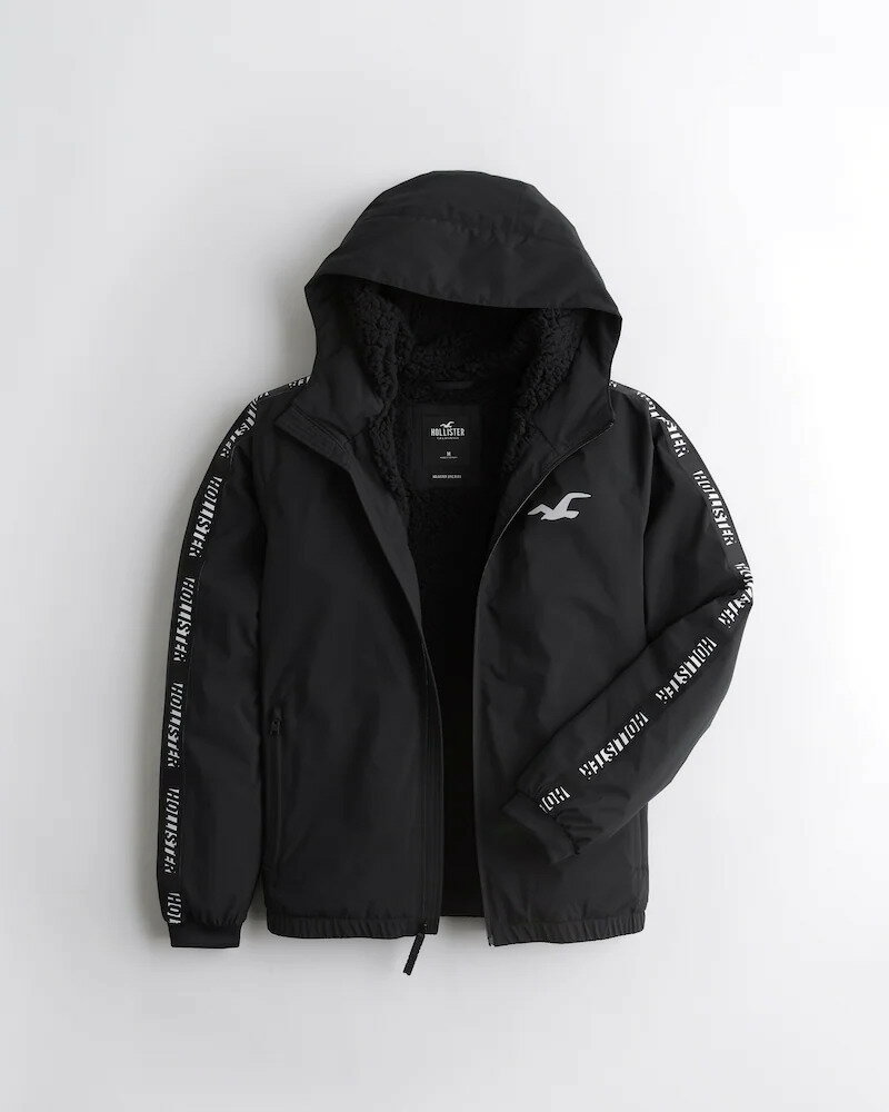 ホリスター 【簡単!!エントリーで必ずP10倍】 HOLLISTER Co. (ホリスター) SHERPA-LINED SPORT HOODIE メンズ (Black) 新品