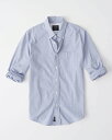 アバクロンビー＆フィッチ [エントリーでP最大13倍] Abercrombie＆Fitch (アバクロンビー＆フィッチ) ストレッチ ボタンダウンシャツ（長袖）(Poplin Shirt) メンズ (Blue) 新品