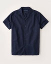 アバクロンビー＆フィッチ [エントリーでP最大13倍] Abercrombie＆Fitch (アバクロンビー＆フィッチ) リネンブレンド キャンプカラー ボタンアップ 半袖シャツ (Linen-Blend Camp Collar Button-Up Shirt) メンズ (Navy) 新品