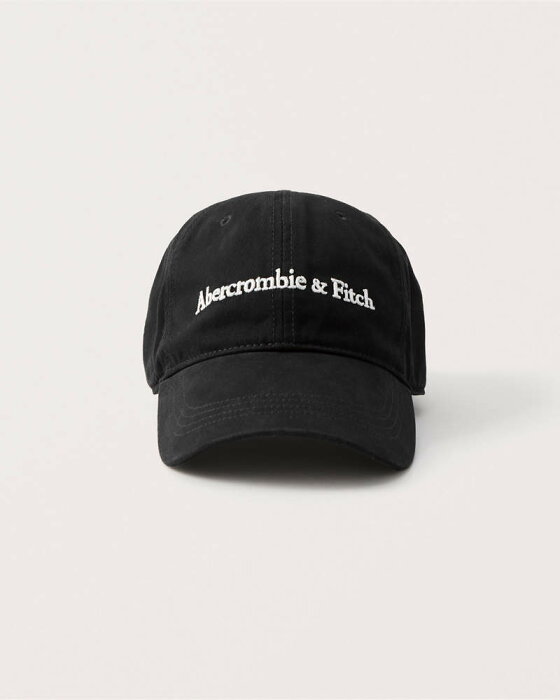 Abercrombie＆Fitch (アバクロンビー＆フィッチ) ロゴ刺繍ベースボールキャップ (Logo Baseball Hat) メンズ (Black) 新品