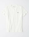 Abercrombie＆Fitch (アバクロンビー＆フィッチ) ムース刺繍 VネックTシャツ (Icon V-Neck Tee) メンズ (White) 新品 (softAF)