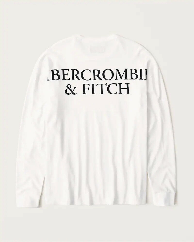 アバクロンビー&フィッチ Tシャツ メンズ 【5/17 13時~エントリーでP20倍】 Abercrombie＆Fitch (アバクロンビー＆フィッチ) 正規品 バックプリント 長袖Tシャツ (ロンT) (Long-Sleeve Logo Tee) メンズ (White) 新品 (softA&F)