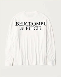 アバクロンビー&フィッチ Tシャツ メンズ Abercrombie＆Fitch (アバクロンビー＆フィッチ) 正規品 バックプリント 長袖Tシャツ (ロンT) (Long-Sleeve Logo Tee) メンズ (White) 新品 (softA&F)