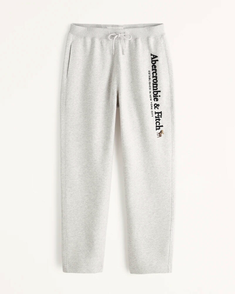 【5/17 13時~エントリーでP20倍】 Abercrombie＆Fitch (アバクロンビー＆フィッチ) クラッシックロゴ スエットパンツ (Classic Logo Sweatpants) メンズ (Light Heather Grey) 新品 (softAF)