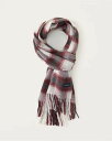 アバクロンビー＆フィッチ 【新品】アバクロ【Mens】チェック柄フリンジ付きスカーフ（マフラー）/Red Plaid【Woven Scarf】【Abercrombie＆Fitch】【本物保証】【Unisex】男女兼用