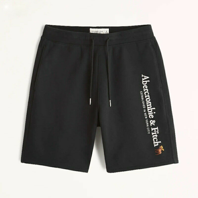  Abercrombie＆Fitch (アバクロンビー＆フィッチ) アバクロ ロゴ刺繍 スエット ショーツ (Embroidered Logo Fleece Shorts) メンズ (Black) 新品