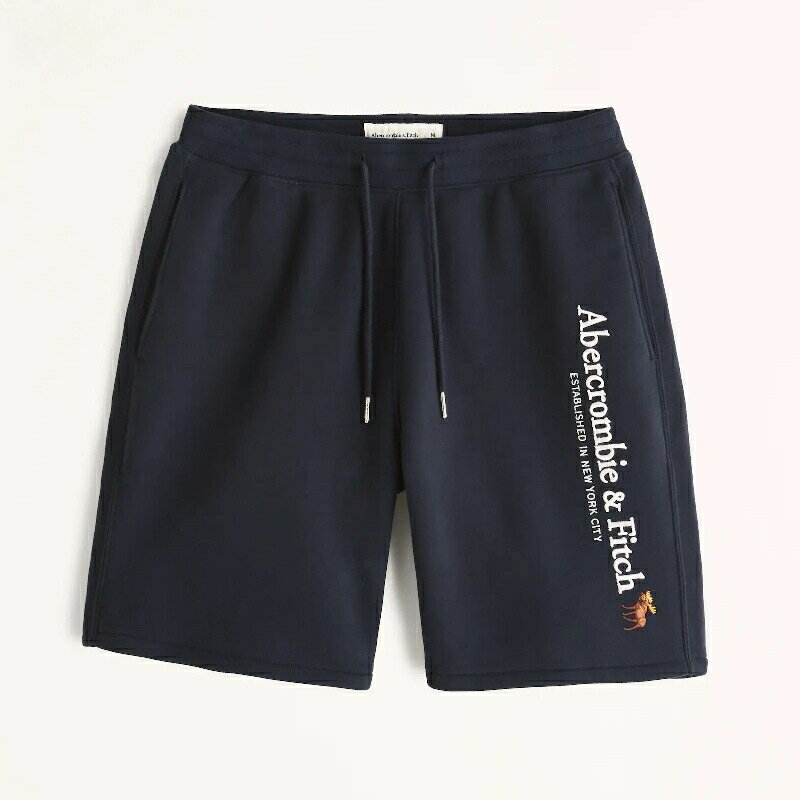  Abercrombie＆Fitch (アバクロンビー＆フィッチ) アバクロ ロゴ刺繍 スエット ショーツ (Embroidered Logo Fleece Shorts) メンズ (Navy Blue) 新品