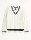 [エントリーでP最大13倍] Abercrombie＆Fitch (アバクロンビー＆フィッチ) オーバーサイズ プレッピー Vネックセーター (Oversized Preppy V-Neck Sweater) メンズ (White) 新品