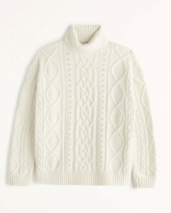 Abercrombie＆Fitch (アバクロンビー＆フィッチ) オーバーサイズ アラン ケーブル タートルネック セーター (ニット) (Oversized Aran Cable Turtleneck Sweater) メンズ (Cream) 新品