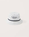 Abercrombie＆Fitch (アバクロンビー＆フィッチ) ロゴ刺繍 ゴルフ バケットハット (Golf Bucket Hat) 男女共用 ユニセックス (White) 新品