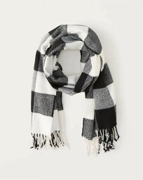 アバクロンビー＆フィッチ 【新品】アバクロチェック柄フリンジ付きスカーフ（マフラー）/Grey Plaid【Woven Scarf】【Abercrombie＆Fitch】【本物保証】ブランケット【Womens】【Unisex】男女兼用