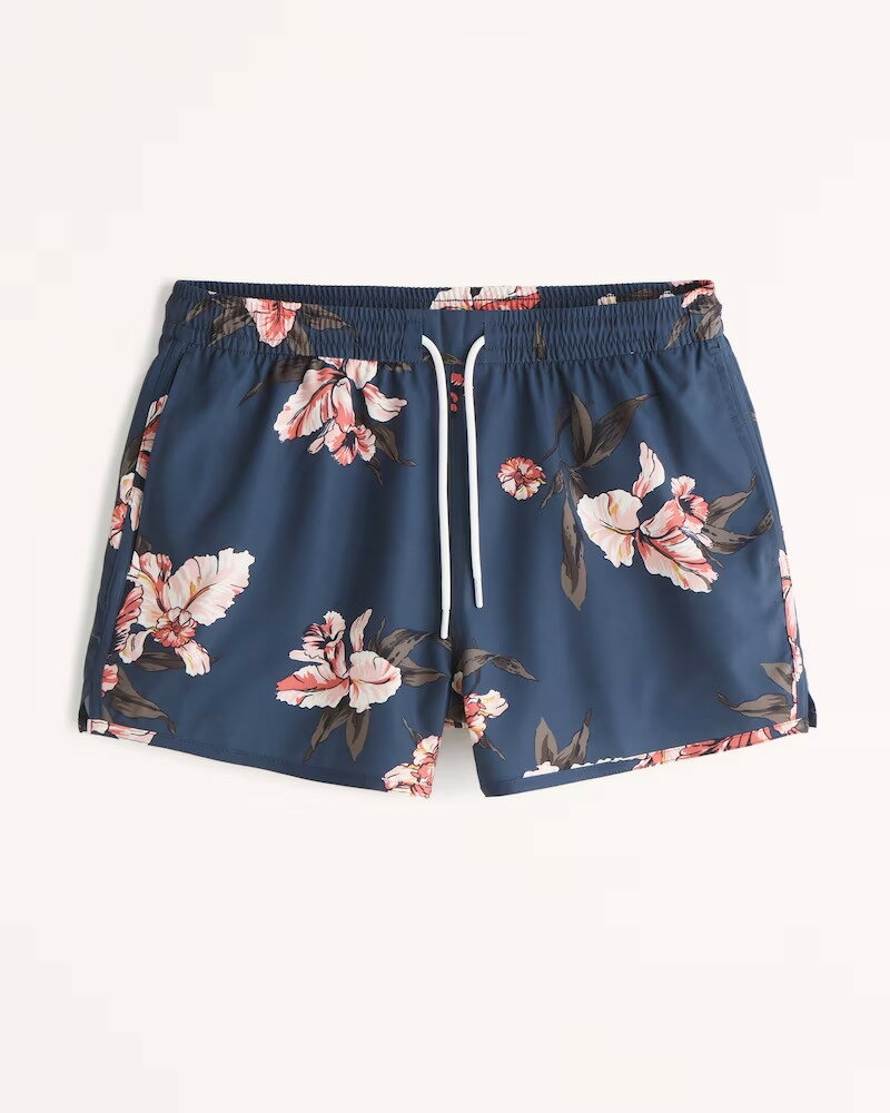 Abercrombie&Fitch (アバクロンビー&フィッチ) ライナー付き スイムパンツ 水着 (Pull-On Swim Trunks) メンズ (Navy Blue Floral) 新品