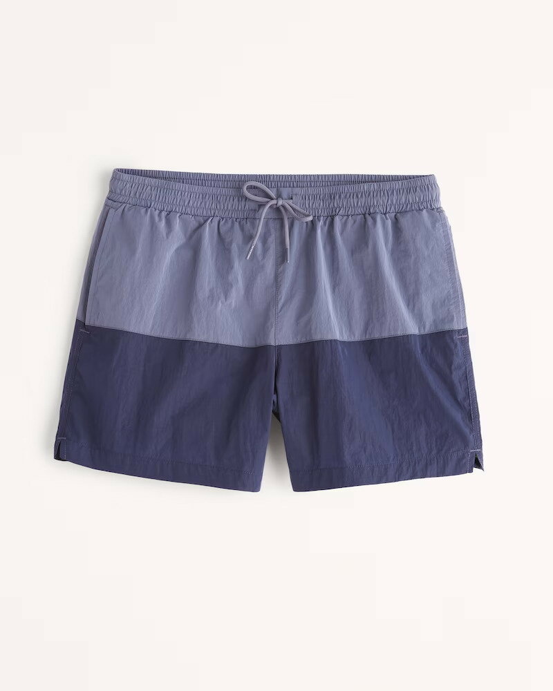 【5/17 13時~エントリーでP20倍】 Abercrombie＆Fitch (アバクロンビー＆フィッチ) ライナー付き スイムパンツ 水着 (Pull-On Shine Swim Trunk) メンズ (Blue) 新品