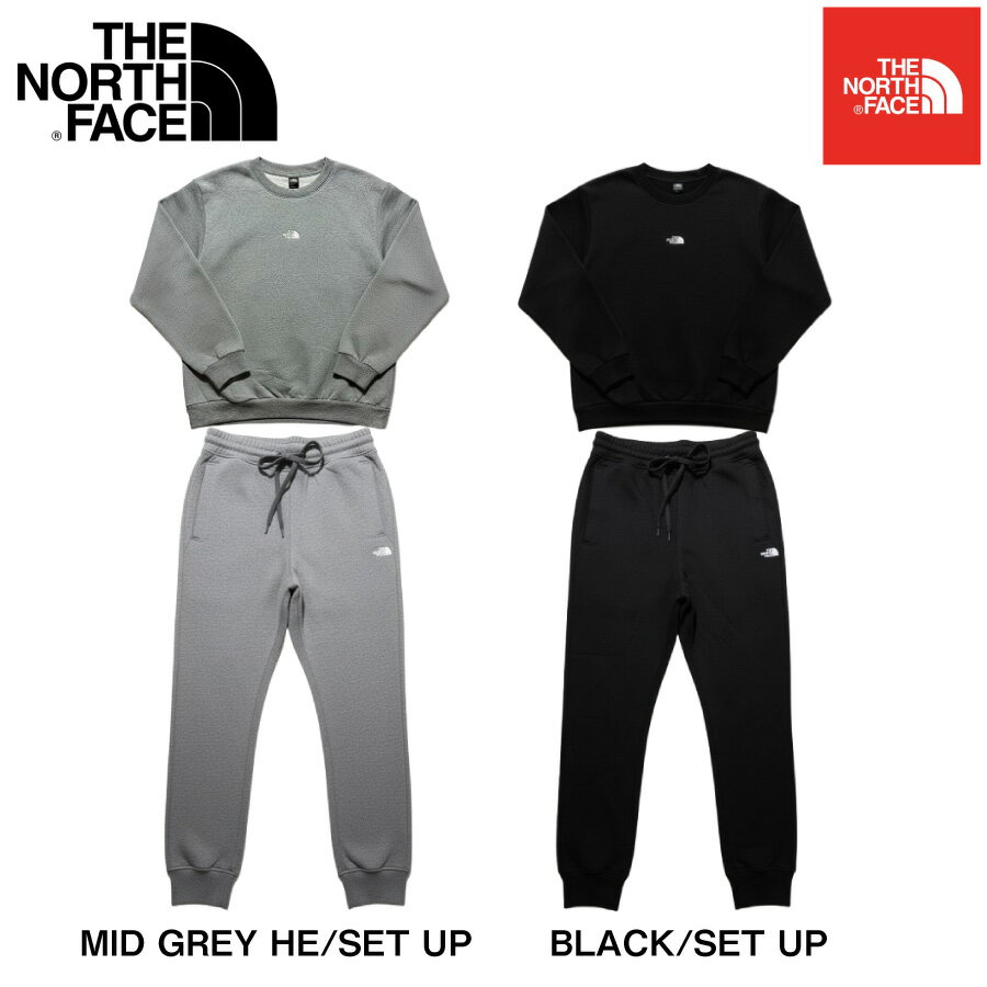 【P10倍!!要エントリー】The North Face (ザ・ノースフェイス) セットアップ スウエットシャツ スウエットパンツ ロゴ刺繍 プルオーバー (Logo Pullover Crew) 男女兼用 メンズ（BLACK） (MEDIUM GREY HEATHER) 新品 EU/USAモデル